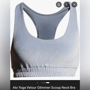 ALO Gray velour glimmer Sports Bra
